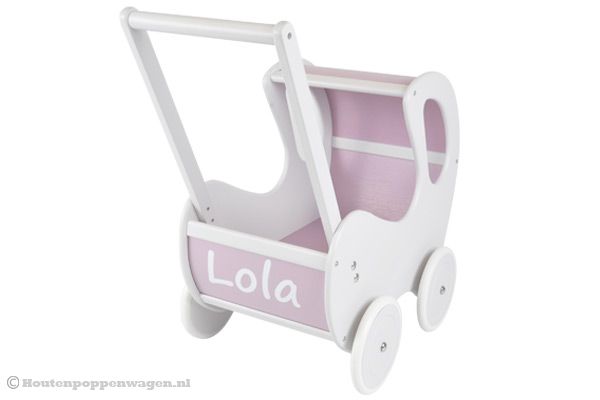 Personaliseer je Sweet Angel lila poppenwagen.